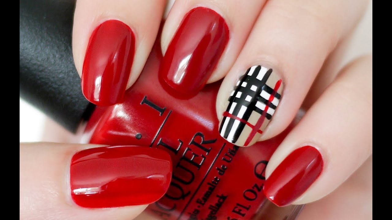 Burberry Plaid Inspired Nails - YouTube