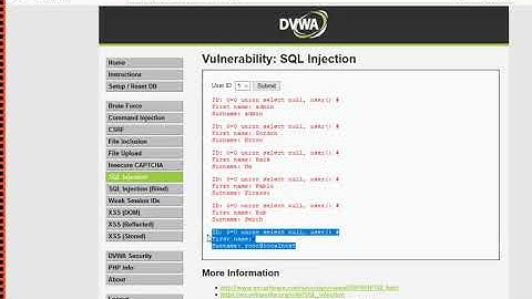 DVWA   SQL Injection Low Medium High