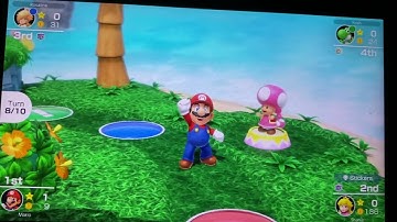 Mario gets a star from Toadette and gets another star from a hidden block on Mario Party Superstars