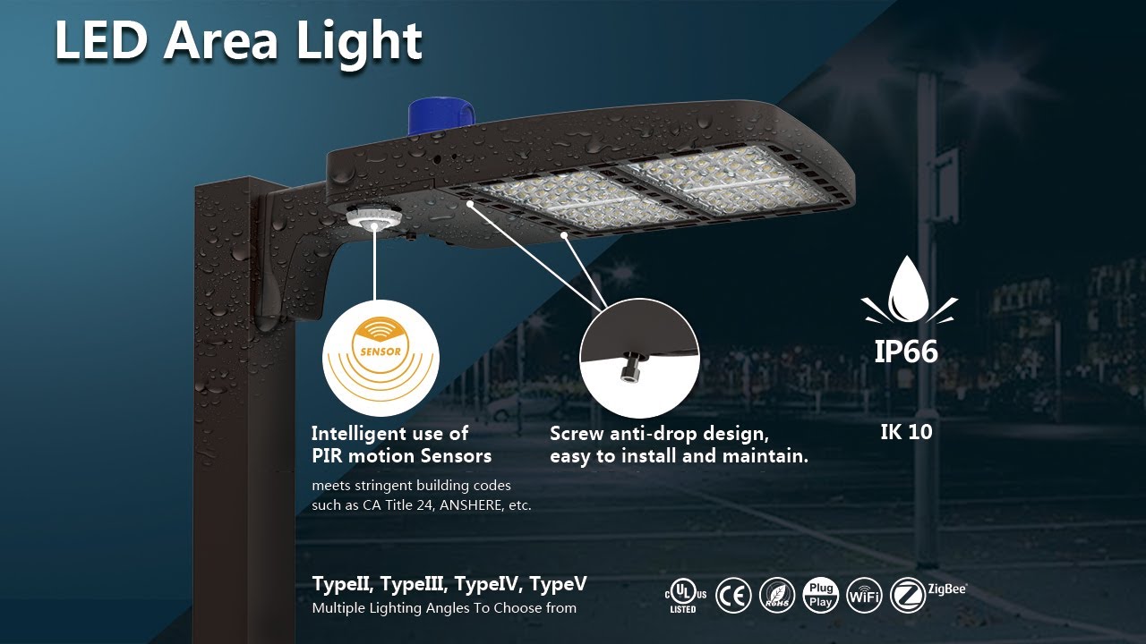 New Design led shoebox street light 100w 150W 200W 300w with microwave motion and daylight sensor