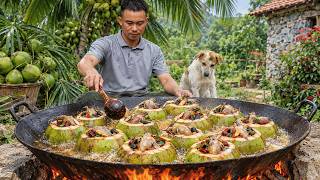Whole Quail Stewed in a Coconut – Businessman Cooks a Unique Dish Alone in the Forest