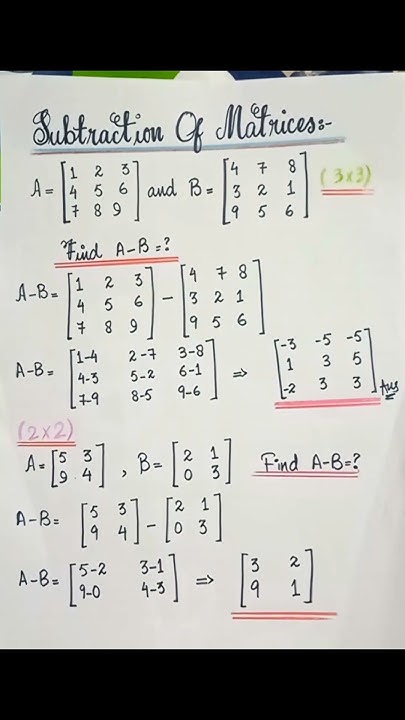 Subtracting Matrices | Subtraction Of Two Matrices | How To Subtract ...