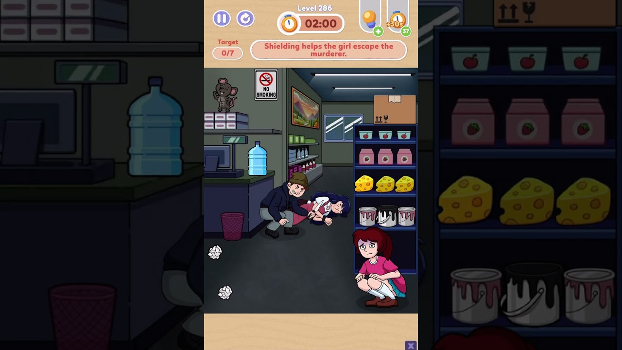 Tidy Master Level 286: Help the Girl Escape by Shielding Her from the Criminal