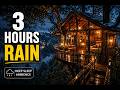 🌙 Warm Cabin in Heavy Rain | Peaceful Forest Night Sounds (3 Hours)