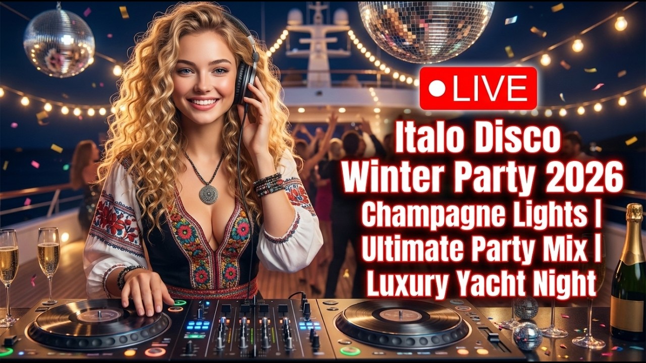 🔴 LIVE Italo Disco Winter Party 2026 • Champagne Lights | Ultimate Party Mix | Luxury Yacht Night