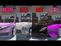 Mom vs dad vs boy vs girl in car simulator 2