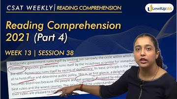Lecture 38 CSAT Weekly PYQ Series: Reading Comprehension 2021 (Part-4) #csat #levelupias