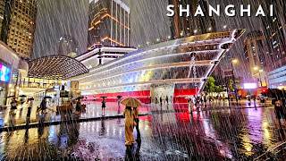 Super Typhoon Hits Shanghai！A Heavy Rain Walk Tour in Downtown|China Travel 2026