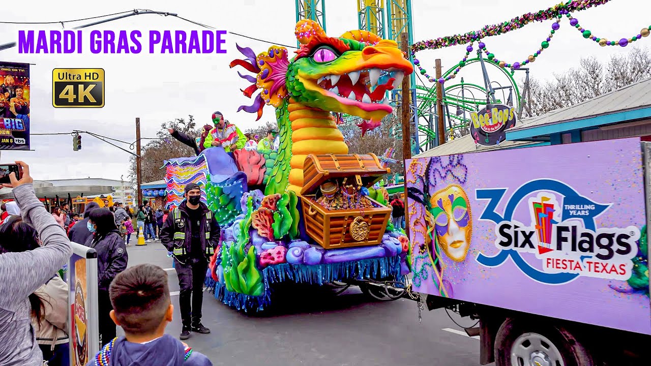 Six Flags Fiesta Texas Mardi Gras Parade 4K 2022 01 23 YouTube