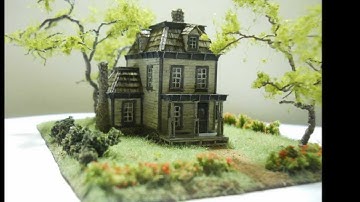 Z scale scratch built old Victorian house