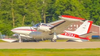 GUSTY Crosswind Arrivals at Oshkosh with Cessna 310 Gear Collapse | EAA AirVenture 2022