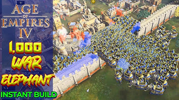 1000 War Elephant Intense Battle | 1v1Hardest Mode Instant Build Instant Upgrade | Age of Empires 4