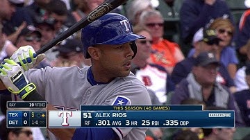 TEX@DET: Rios opens the scoring with an RBI double