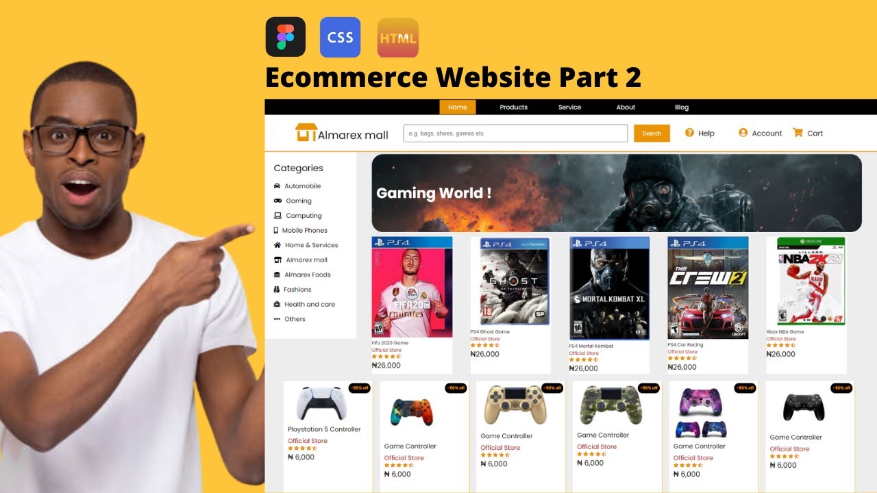 How to create Ecommerce Website with HTML And CSS | Part 2 - YouTube