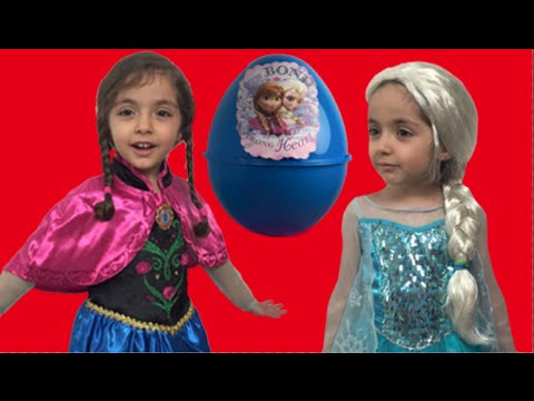 Frozen Giant Surprise Egg Candy Haul Toys ft. Elsa and Anna And Olaf + Kinder Egg + Frozen Eggs