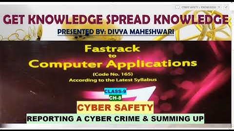 FASTRACK TO COMPUTER APPLICATIONS PART-10 CLASS-9 CH-8 CYBER SAFETY