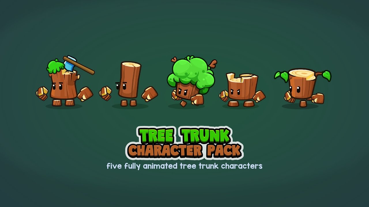 Animated tree trunk game asset animation preview - YouTube