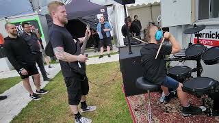 Caleb Hayes and Mick (Dead Label) jam Slipknot 'The Blister Exists' Bloodstock 2023 Eloy Casagrande