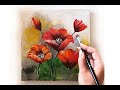 How to paint a Flowers on canvas/ Demo /Acrylic Technique on canvas by Julia Kotenko
