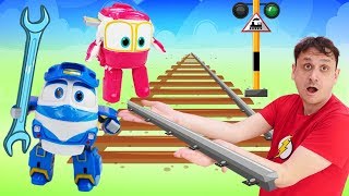 Giochi con Play Doh per bambini. Robocar Poli e la nuova ferrovia giocattolo. Video con le macchine screenshot 2