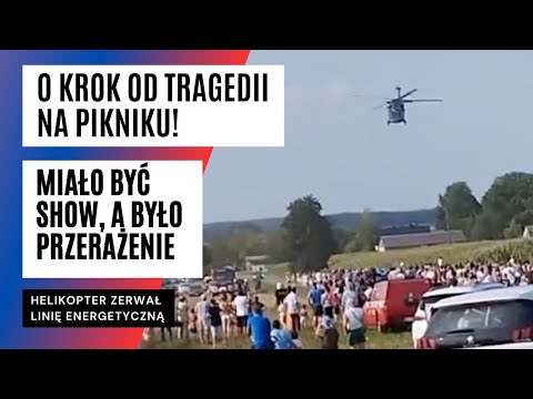 CHWILE GROZY na pikniku wojskowym. Helikopter ZAHACZYŁ o linię energetyczną | FAKT.PL