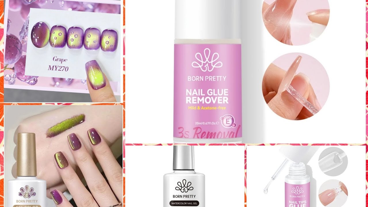 Born Pretty,  Nail Glue remover,  nail tips glue, Watercolor gel and more swatching @Bornpretty