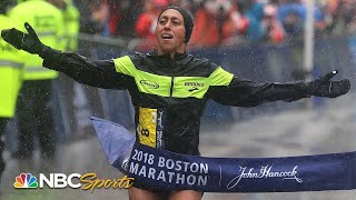 Driving rain, portapotties & camaraderie: Des Linden's epic 2018 Boston Marathon win had it all