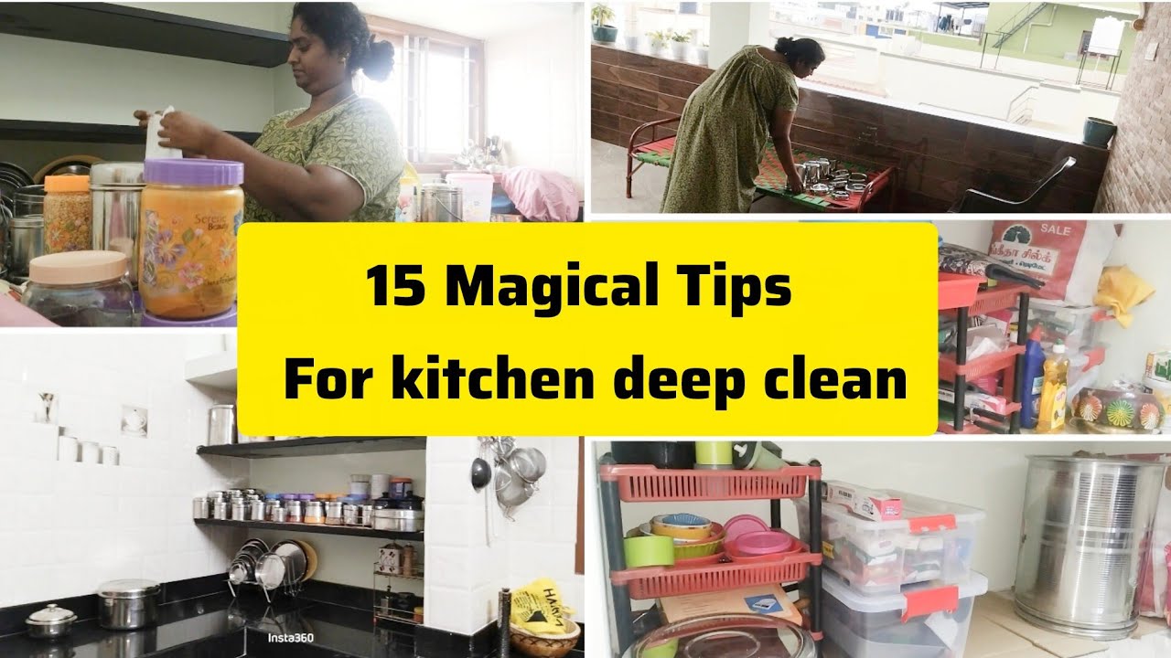 ஒரே நாள்ல Kitchen Deep Clean & Organisation 😍 | 15 Kitchen Reset Tips in Tamil