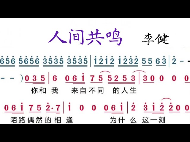 《人间共鸣》李健 简谱版