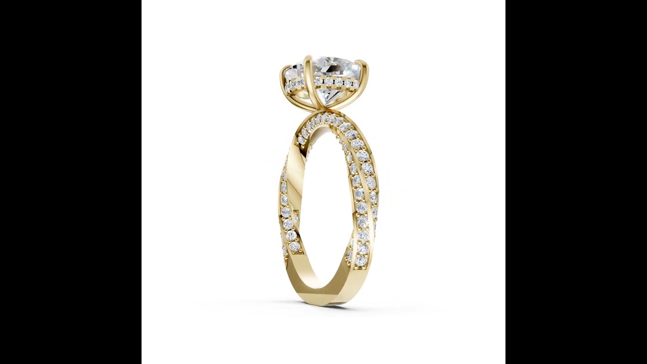 Hidden Halo Cushion Cut With Double Row Twisted Ring