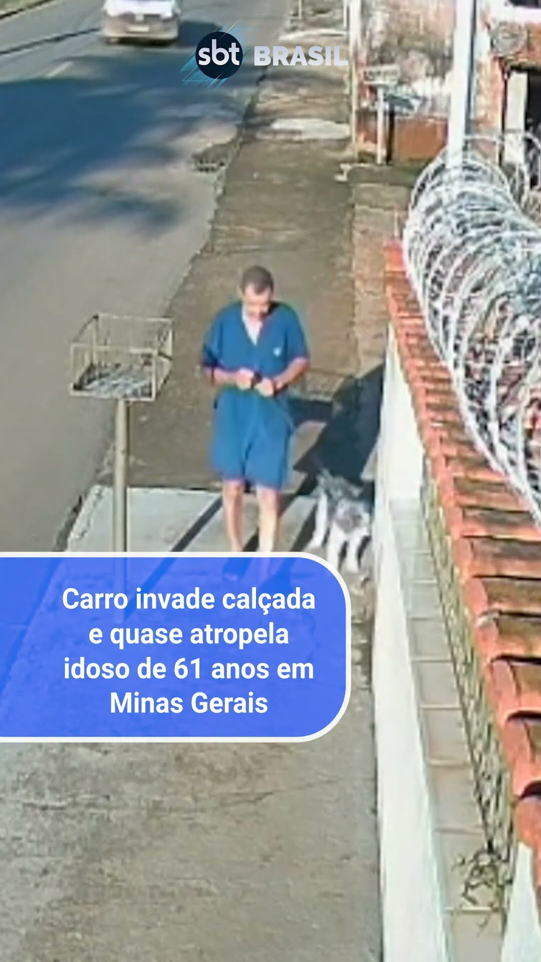 Carro invade calçada e quase atropela idoso de 71 anos em Minas Gerais | SBT Brasil (04/01/25)