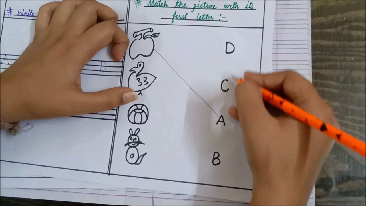 Activity worksheet of Alphabet A B C and D For Nursery Kids - YouTube