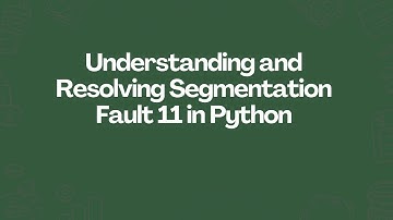 Understanding and Resolving Segmentation Fault 11 in Python