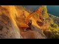 JCB Excavator Loading Dump Trucks, Cutting Risky Mountain Road | Excavator Planet