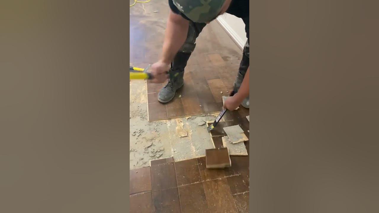 How to remove glued down engineered hardwood wood floors YouTube