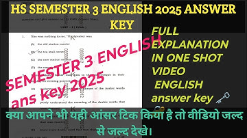 HS SEMESTER 3 ENGLISH 2025 ANS KEY #wbchse #semester3 