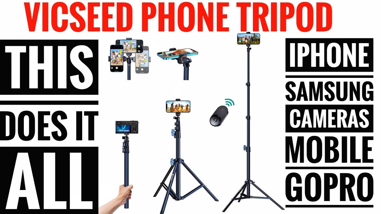 60'' Phone Tripod, VICSEED Selfie Stick Tripod for iPhone & Android Phone  Bluetooth Remote, Heavy Duty Tripod Stand for Cell Phone and Camera with