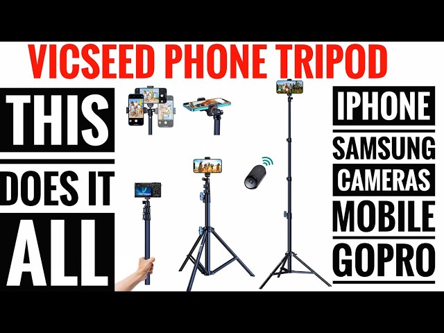 60'' Phone Tripod, VICSEED Selfie Stick Tripod for iPhone & Android Phone  Bluetooth Remote, Heavy Duty Tripod Stand for Cell Phone and Camera with