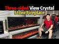 3-Sided Electric Fireplace with 13 Flame Colors | Crystal Stone & Charcoal Design