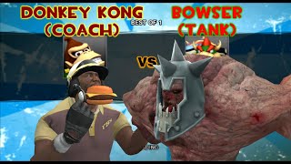 TF2 Mario Strikers Charged: Donkey Kong (Coach) vs Bowser (Tank)