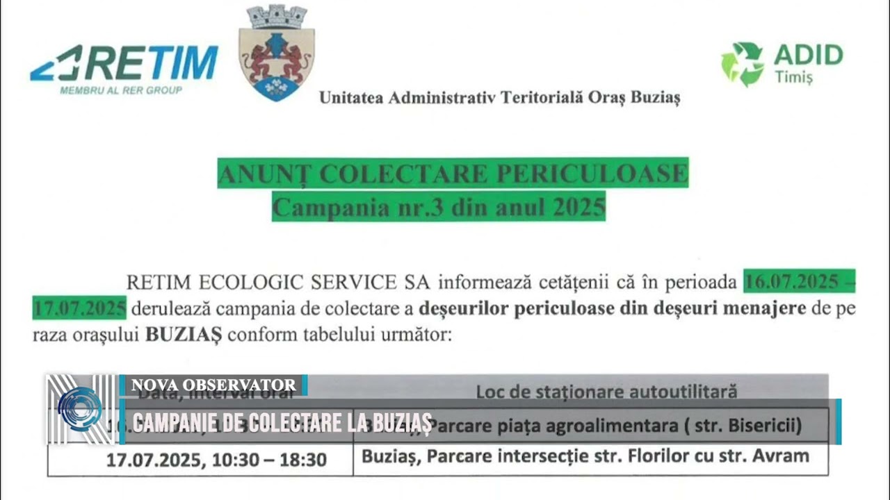 Campanie de Colectare la Buziaș 