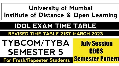 TYBA & TYBCOM IDOL EXAM TIME TABLE