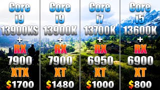 i9 13900KS + 7900 XTX vs i9 13900K + 7900 XT vs i7 13700K + 6950 XT vs i5 13600K + 6900 XT