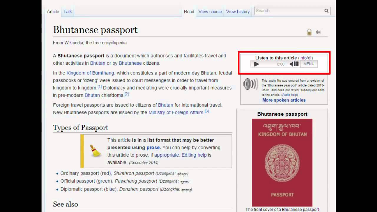 Bhutanese Passport Wiki Audio YouTube