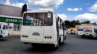 картинка: ⚪Вольский автобус; ПАЗ-32054; (2018 года); маршрут №4Б; город Вольск; снято (09.08.2020 года)