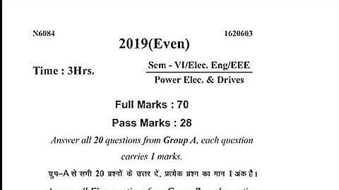|| Power Electronic & Drive || Question paper 2019 (Even ) Electrical 6th sem diploma sbte bihar