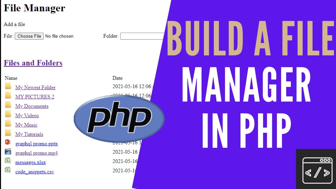ไฟล์ php  2022 Update  Build a file manager with PHP Tutorial (How TO)