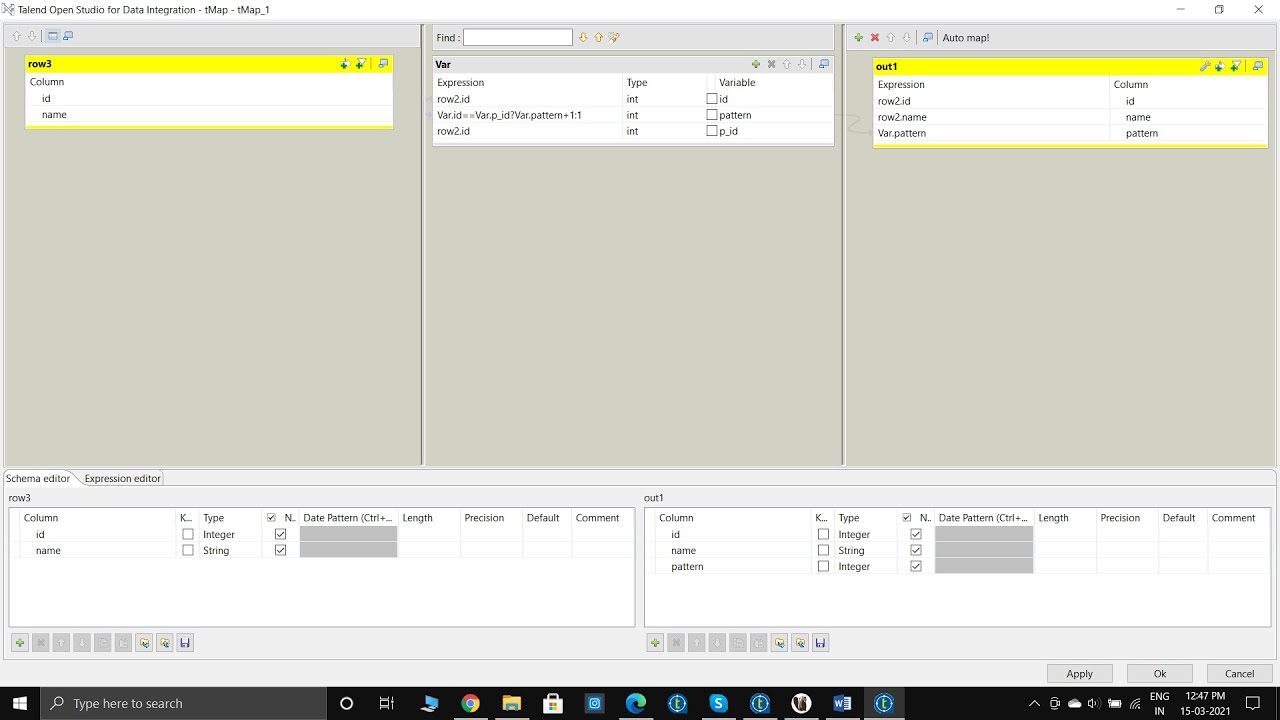 Talend assignment assiging a pattern according to a particular Column ...