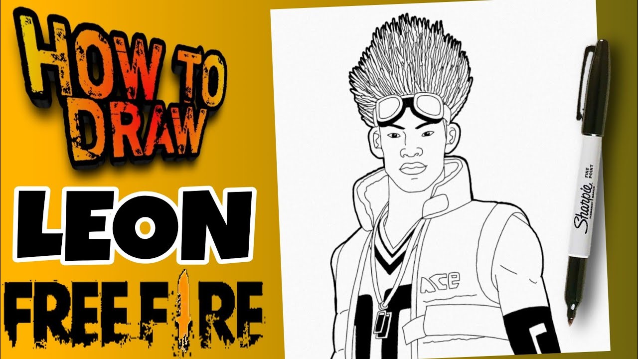 HOW TO DRAW LEON FROM FREE FIRE | STEP BY STEP | como dibujar a ...