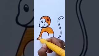 How to Draw Monkey from Number '3'//#shorts #youtubeshorts #creative #art
